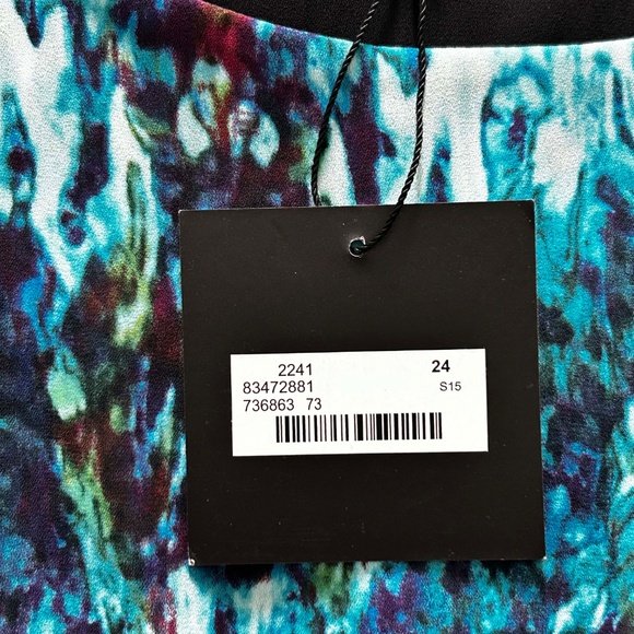 TOP, SLEEVELESS, PURPLE MULTI, SZ 24, DEEP SCOOP NECK, BUILT IN CAMISOLE, MICHEL - Picture 5 of 14